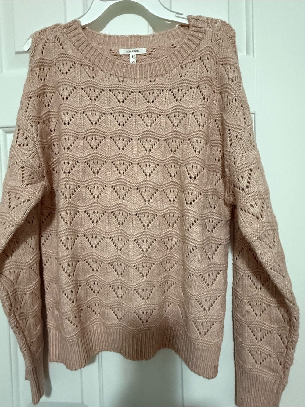 Maurice’s Women's Open-Knit Crewneck Sweater - Blush- Size XS